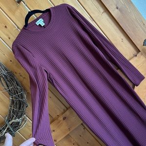 Calvin Klein ribbed long sleeve sweater dress burgundy sz Large